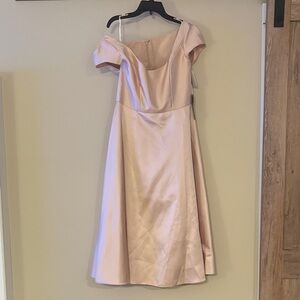 ALFRED SUNG Off-Shoulder Pink Midi Dress